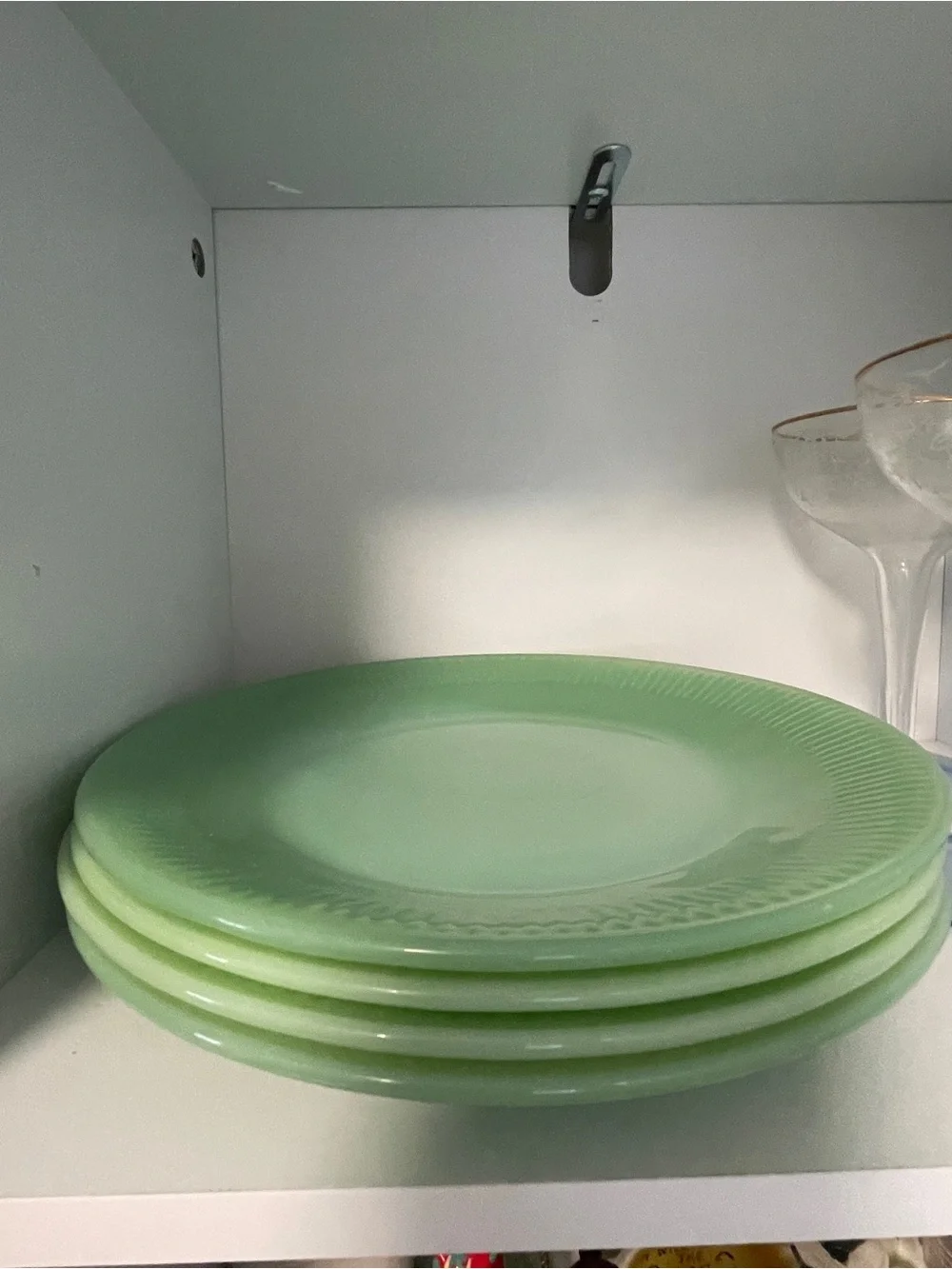 Anchor Hocking Fire King Jadeite Jane Ray Dinner Plates - Set of 4
